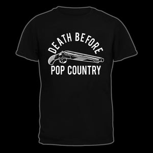 Death Before Pop Country - Shotgun Logo T-Shirt! Male and Female styles available.