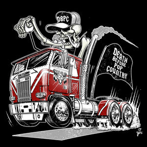 Hot Rod Cabover Semi Truck Black T-Shirt