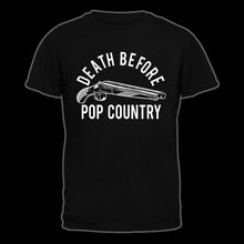 Load image into Gallery viewer, Death Before Pop Country - Shotgun Logo T-Shirt! Male and Female styles available.