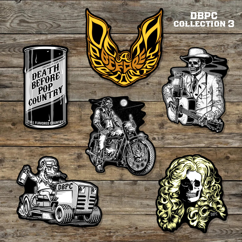 Classic Country Sticker Pack 3! 6 Death Before Pop Country Stickers