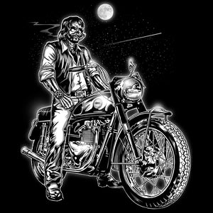 "Ramblin' Ghost Rider" Outlaw Motorcycle Black T-Shirt, Death Before Pop Country